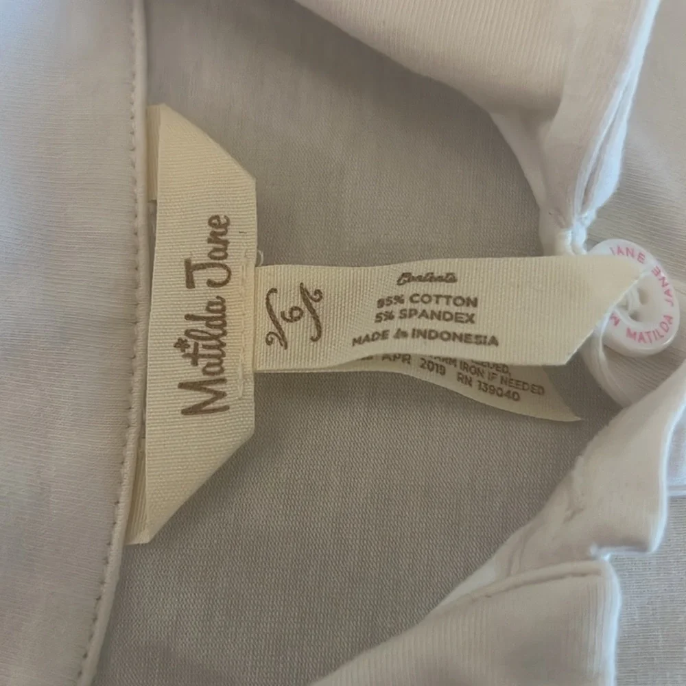 Matilda Jane Puff Sleeve Collared 2 Shirts (1 White and 1 Navy) Size 6